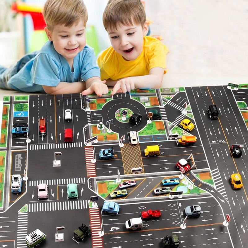 아기 놀이 매트 교통 자동차 지도, 어린이 장난감, 도시 주차장 로드맵 등반 매트, DIY 교통 도로 표지판, 도로 카펫 놀이매트