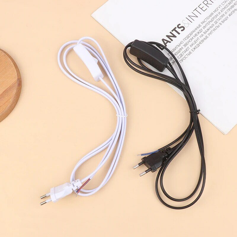 EU Plug LED Light Switch Cable Wire With On/Off Switch For Desk Lamp (6FT/1.8M) EU Plug Extension Connector Electric Cable