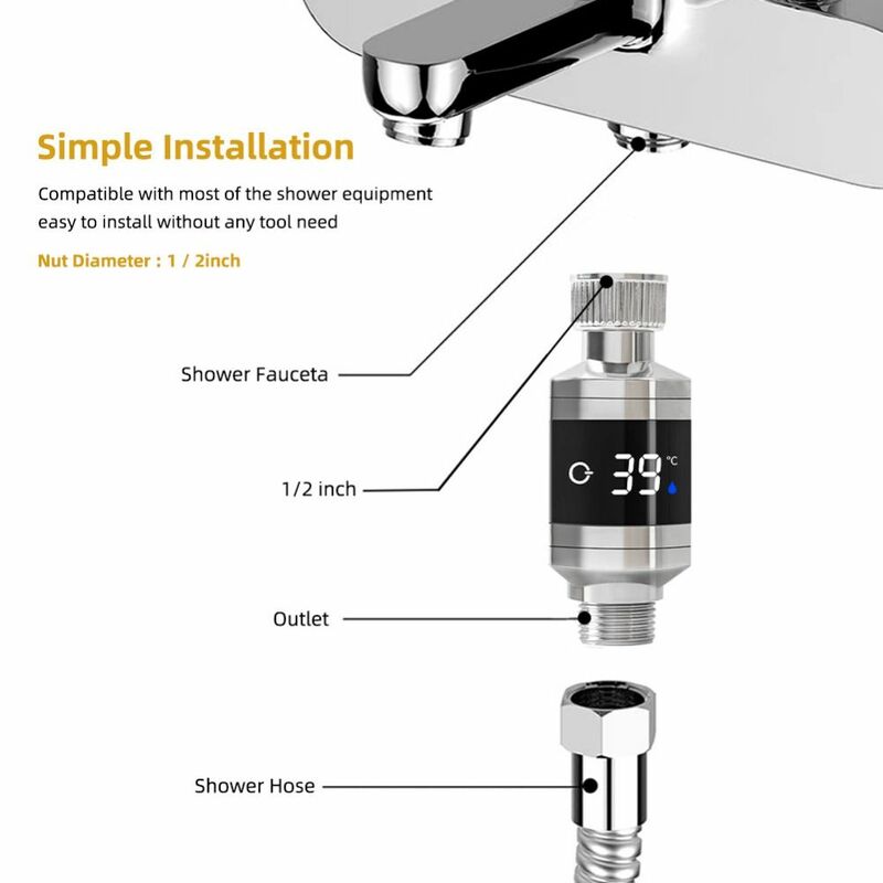 Hochpräziser Wasser temperatur monitor silbrig multifunktion ales Dusch wasser thermometer abs LED-Digital anzeige