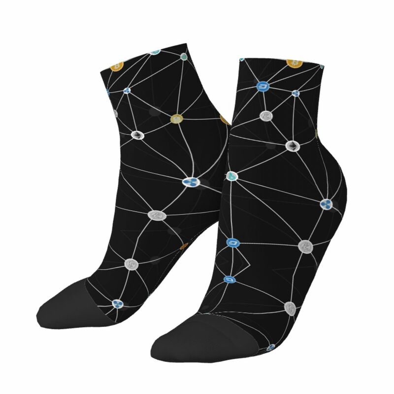 Забавные носки с принтом криптовалюты для мужчин и женщин эластичные летние осенние зимние короткие носки с биткоином BTC
