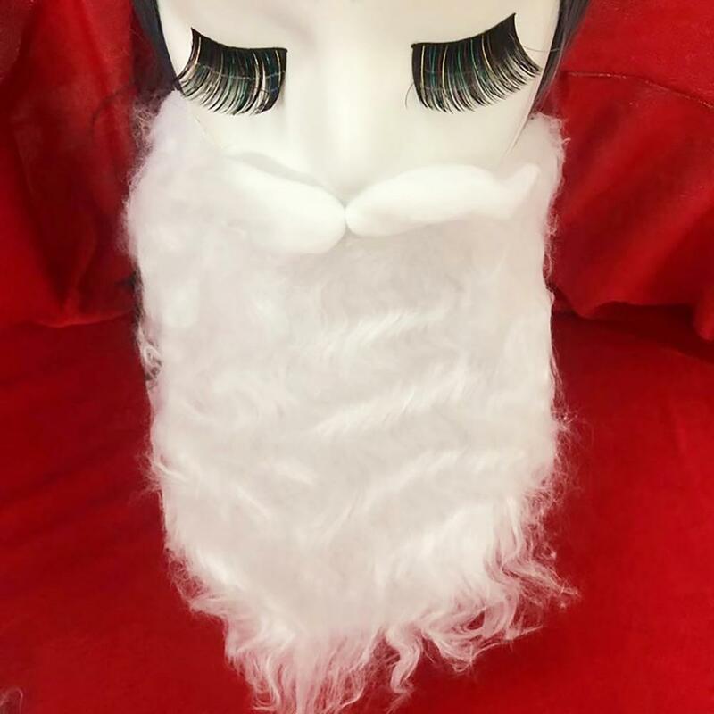 산타 클로스 수염 현실적인 코스튬 액세서리, 성인 및 어린이 크리스마스 공연, 산타 가짜 흰색 핸들 바, 파티용 콧수염