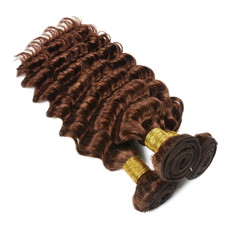 Extensiones de cabello humano ondulado, mechones de cabello peruano Remy, marrón rojizo, 1/3/4, n. ° 33