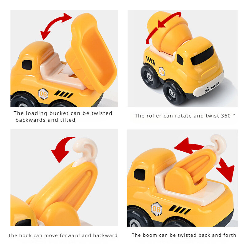Children's toy car, boy mixer car, inertia engineering car model, impact resistant small car, little expert, dump truck, crane