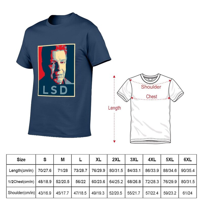 LSD 포스터 티셔츠, 오버사이즈 귀여운 상의, 남성 의류