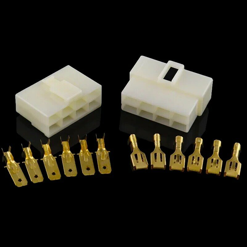 ABS 1 set/5 sets high current male and female butt plug wire connector car connector plug 6.3mm connector 1P2P3P4P6P