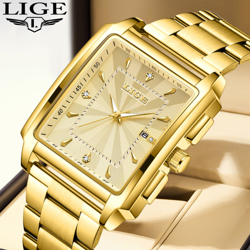 LIGE-reloj analógico de acero inoxidable para hombre, accesorio de pulsera de cuarzo resistente al agua con cronógrafo luminoso, complemento masculino de marca de lujo con diseño moderno