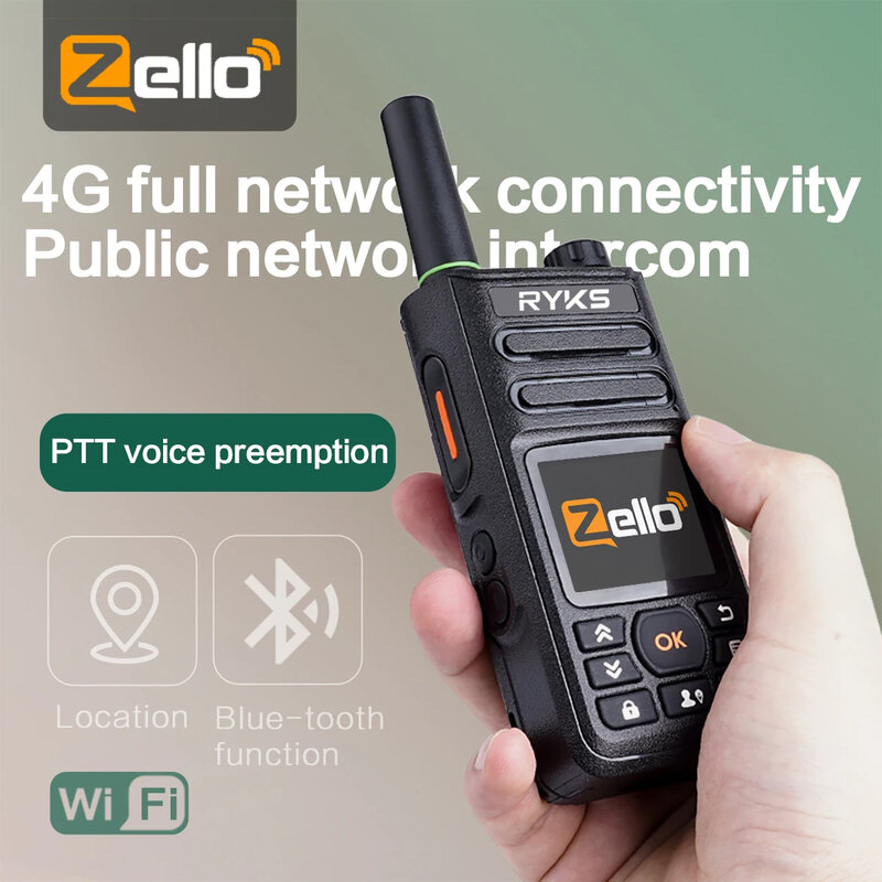 جهاز اتصال لاسلكي احترافي من PTT Zello ، راديو شبكة واي فاي للهاتف الخلوي ، بعيد المدى ، صانعة أميال بنظام تحديد المواقع ، بطاقة Sim 4G ، صانعة