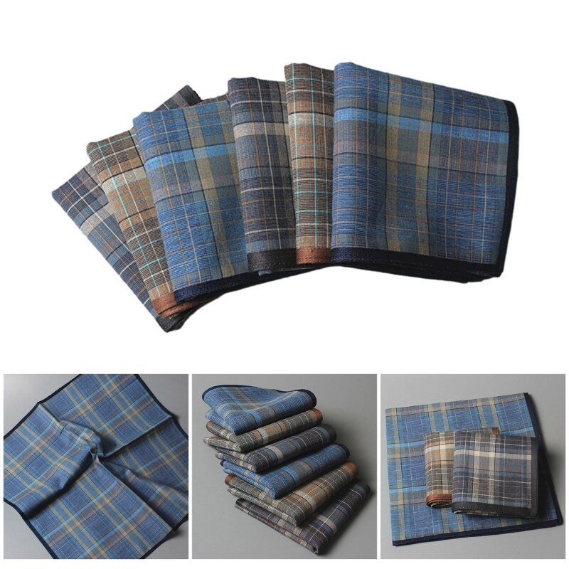 1pc 40x40cm Male Lattice Handkerchiefs Random Color Hankies Pocket Lattice Pattern Pocket Square Handkerchiefs for Male