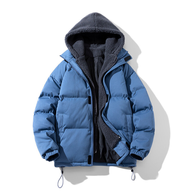 Новая зимняя мужская повседневная универсальная модная пуховая куртка из двух частей, молодежная утепленная теплая и непромокаемая куртка с капюшоном