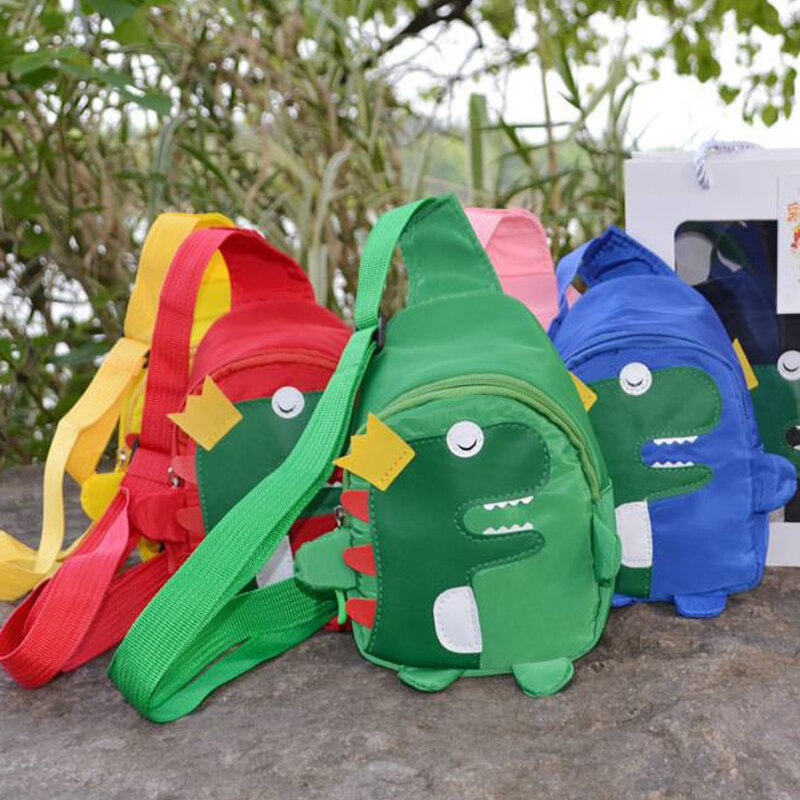Детские сумки через плечо с мультипликационным динозавром, детский рюкзак для путешествий на открытом воздухе, компактная нагрудная сумка с динозавром
