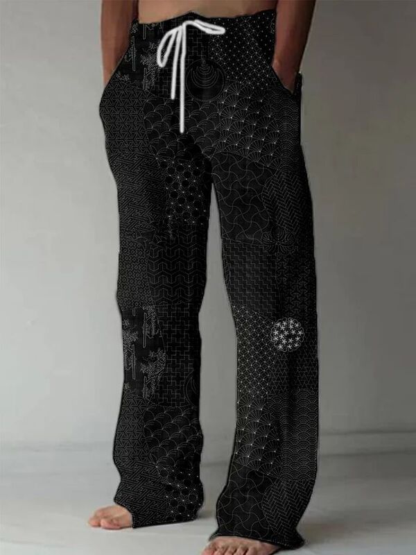 Pantalon à jambe droite Abu pour hommes, impression de mode 3D fine, jambe large, grande taille, transfrontalier, chaud, populaire, printemps, automne, nouveau