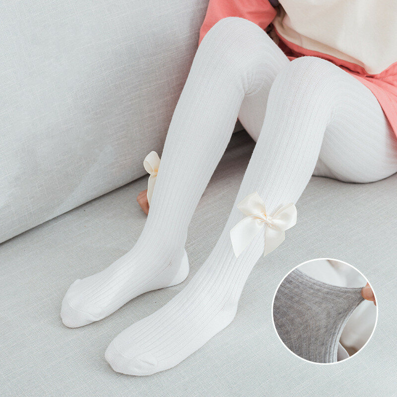 Children Cotton Tights Girls Cute Princess Bowknot Pantyhose Kids Stocking Baby Girls One-Piece Pantyhose Infant Knitted Tights