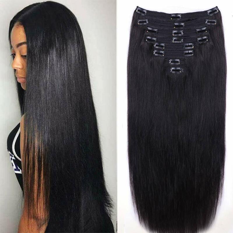 Clip In Hair Extensions Real Human Hair Invisible Natural Straight Seamless Clip on Hair Extension For Women Clip ins Remy Hair