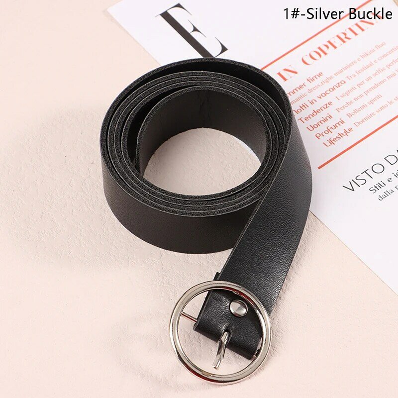 Classic Retro Fashion All-Match Leather Round Buckle Simple Circle Pin 2.3cm Wide Belts for Women Fashion Jeans Female 100cm