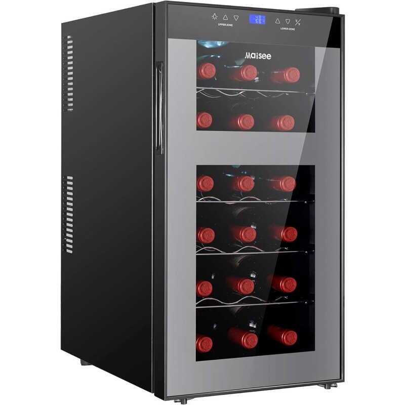 Винный холодильник, двойная зона, 18 бутылок, холодильник для вина охладитель верхней зоны 46f-54f, нижняя зона 54f-65f