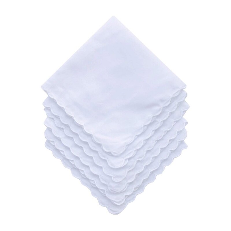 مناديل قطنية مربعة قابلة للغسل للنساء ، منشفة صدر هانكي فائقة النعومة ، مناديل مربعة للجيب ، بيضاء