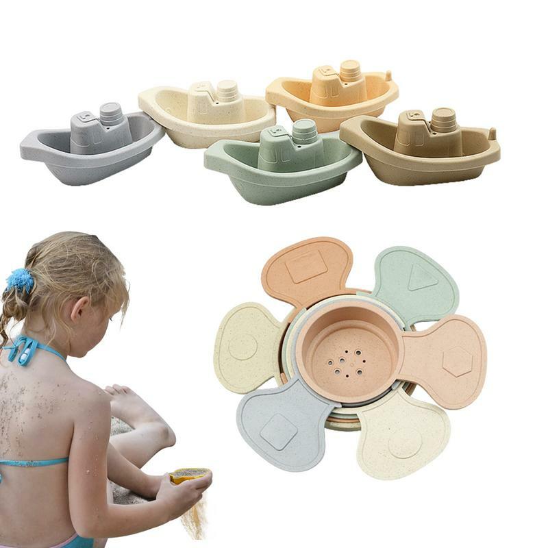 Детские Игрушки для ванны с купальными ложками, игрушки для укладки лодок, красочные Игрушки для раннего развития, интеллектуальные детские игрушки для детей