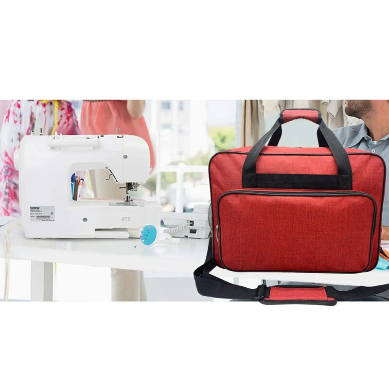 قسط آلة الخياطة تحمل حقيبة تخزين يغطي النايلون طالب المنزل الأحمر