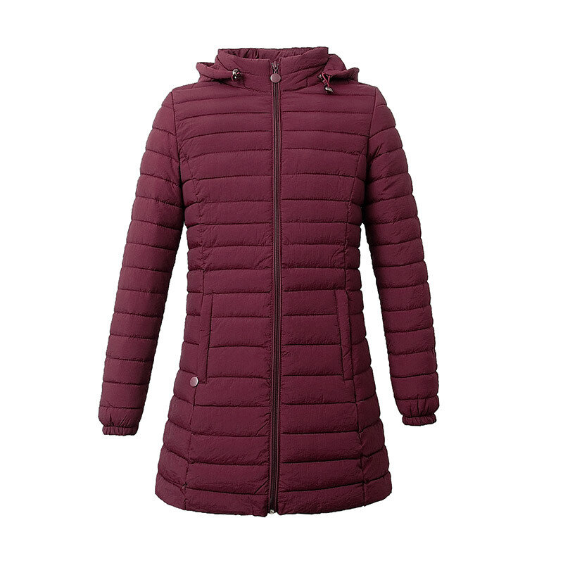 Женский облегающий пуховик, зимняя теплая куртка на молнии с длинным рукавом, подходит для покупок