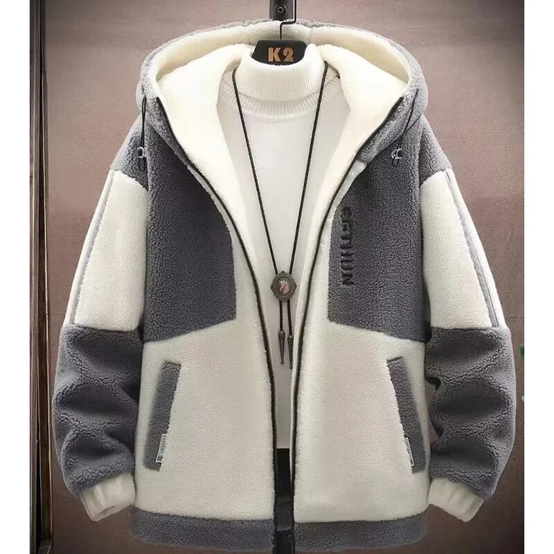 Cardigan invernale con cerniera da uomo coreano autunno in pile spesso cappotto caldo maglioni maschili giacca fredda lavorata a maglia maglione di lana di pelliccia artificiale