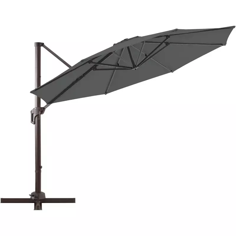 Patio Umbrella, Cantilever Patio Umbrellas, W/ Fade Resistance Recycled Fabric, 360°Rotation Aluminum Pole, Patio Umbrella