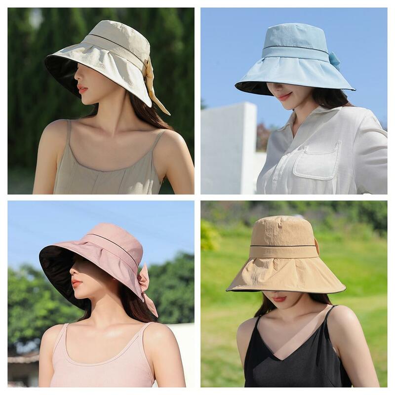 قبعة دلو من الفينيل للنساء ، محيط رأس كبير ، حماية من أشعة الشمس الرقيقة ، أفاريز فوق البنفسجية ، حماية للوجه ، الصيف ، V0M7
