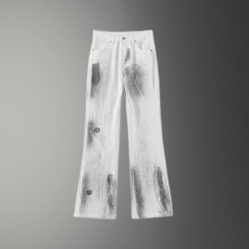 Wiosna/lato nowy luźny krój z wysokim stanem amerykański Retro biały krawat barwnik nakrapiany tuszem prosta nogawka szeroka nogawka spodnie dżinsowe damski Trend
