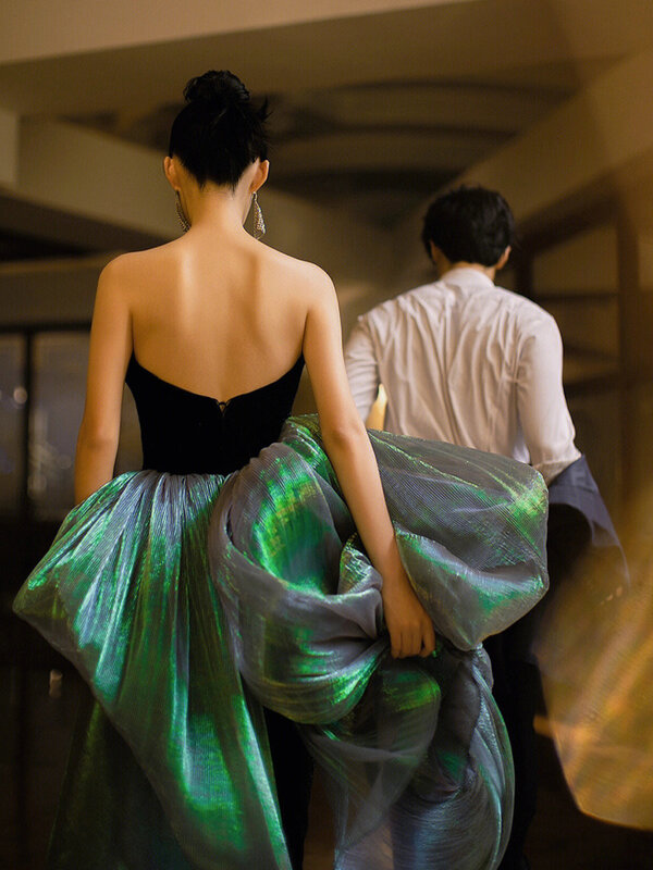 Женское облегающее вечернее платье, элегантное черное платье без бретелек с бантом и зауженной талией, платье в стиле пэчворк для свадьбы, 2023
