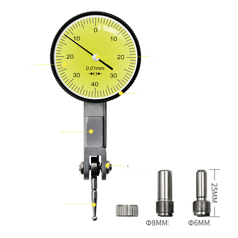Точный водонепроницаемый рычажный индикатор 0-0,8 мм, 0,01 мм, дисплей, аналоговый ударопрочный циферблат, измеритель, линейка, тестовый измеритель, микрометр, инструмент