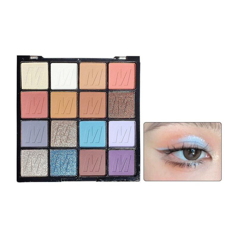 16 Farben Lidschatten-Palette bunte perlmutt matte Glitzer tragbare pigmentierte Make-up Schatten schimmern Auge Text marker v3l8