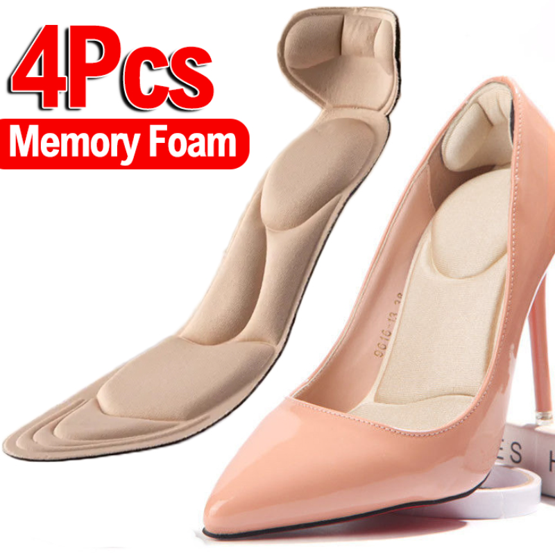 2/4pcs High Heel Memory Foam Insole Pad Inserts Heel Post Back Breathable Anti-slip for Women Shoe Shoe Arch Support Insoles