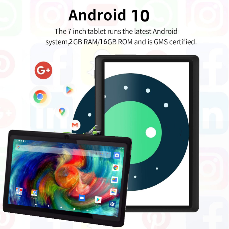 Tableta PC con Android 10, dispositivo de 7 pulgadas, A33, DDR3, RAM, 2GB rom, 16GB, cámara Dual, Quad Core, 1024x600 píxeles, 1 Conector DC