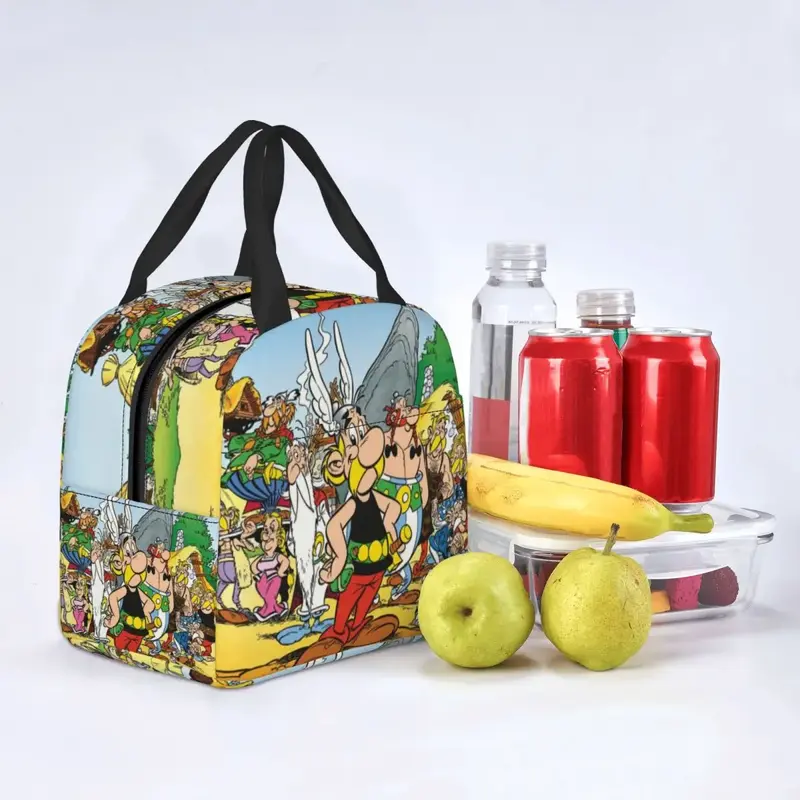 Anime Asterix e Obelix Lunch Bag Women Portable Cooler Thermal Insulated Lunch Box per School Office Outdoor Picnic Food Box