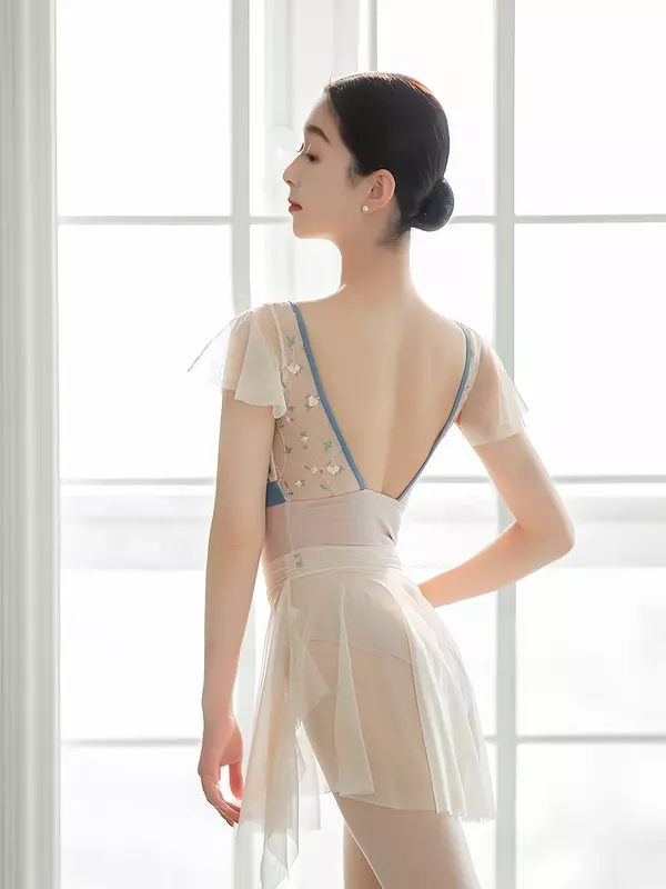 Faldas de Ballet de cintura ancha para mujer adulta, vestido de entrenamiento de Sarong, falda de baile de tutú de Ballet de gasa suave transparente