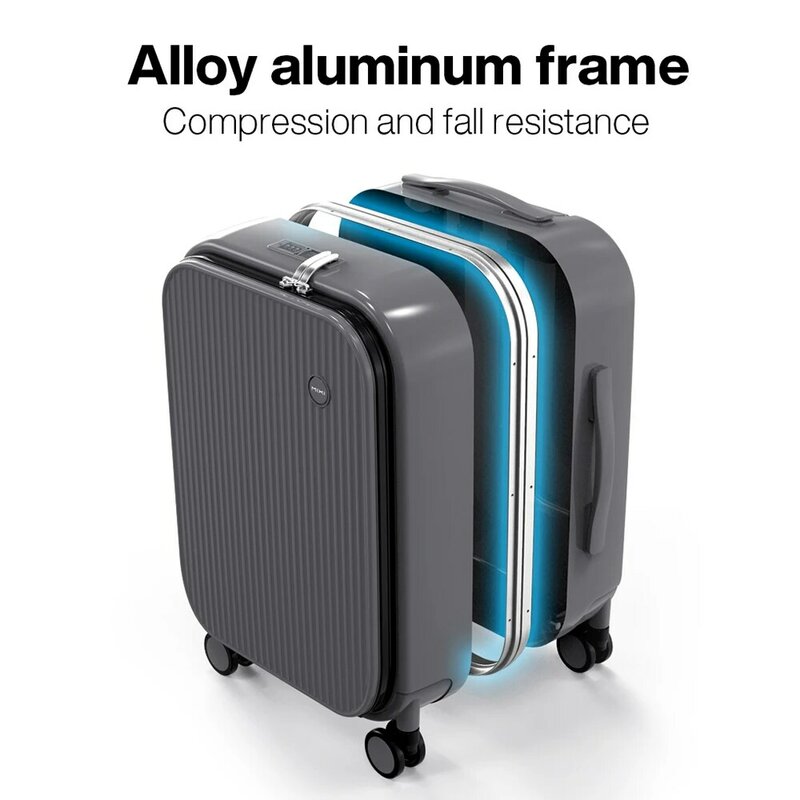 Mixi Carry On walizka przednia kieszeń na laptopa aluminiowa rama podróżna mężczyźni bagaż kobiety PC TSA zamek walizka na kółkach 18'' 20''