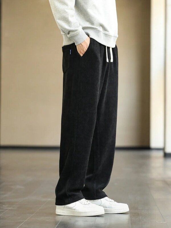 Spring Autumn Men's Sweatpants Wide Leg Straight Baggy Casual Pants Streetwear Solid Loose Track Trousers Plus Size 8XL