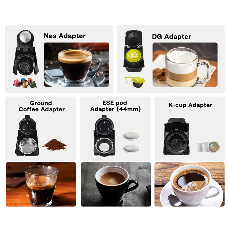 HiBREW-Cafetera caliente/fría 5 en 1, múltiples 19bar Dolce Gusto, cápsula de leche y Nexpresso ESE pod, café molido H3A