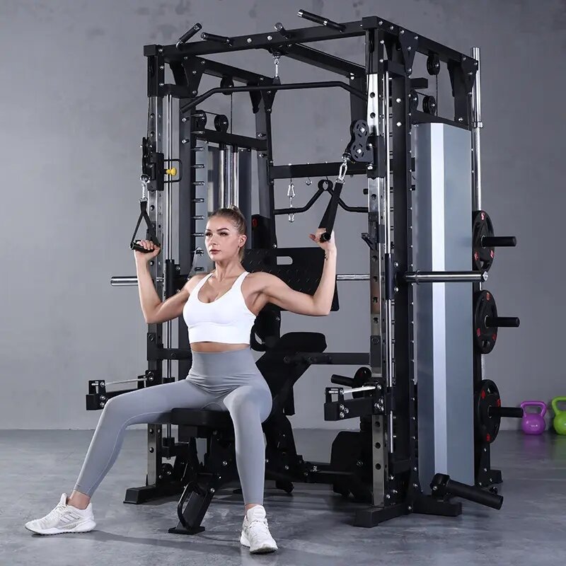 Home Body Building Kabel Crossover Multifunctionele Power Cage Squat Rack Met Gewichtheffen Training Gym Smith Machine