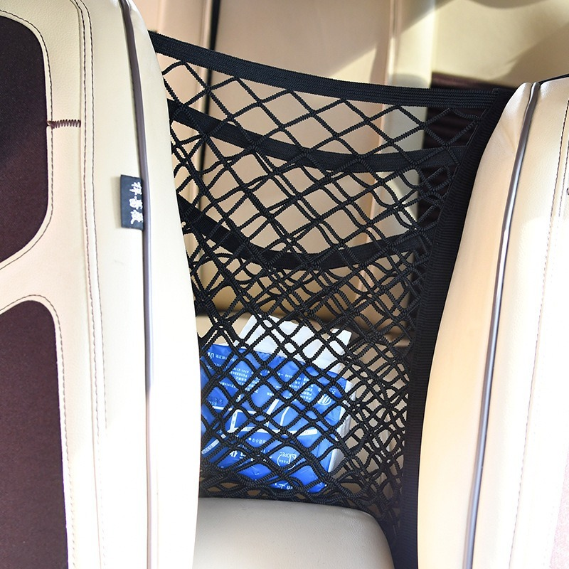 Car Seat Divider Net Bag 3 Layer Pocket Storage Elastic Mesh Bag Kid Pet Barrier Interior Sundries Organizer Car Accessories