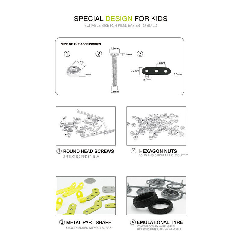 Set 158 DIY Mainan Perakitan Logam Stainless Steel 3D Model Motor Sekrup dan Mur Blok Bangunan untuk Anak Laki-laki Pria