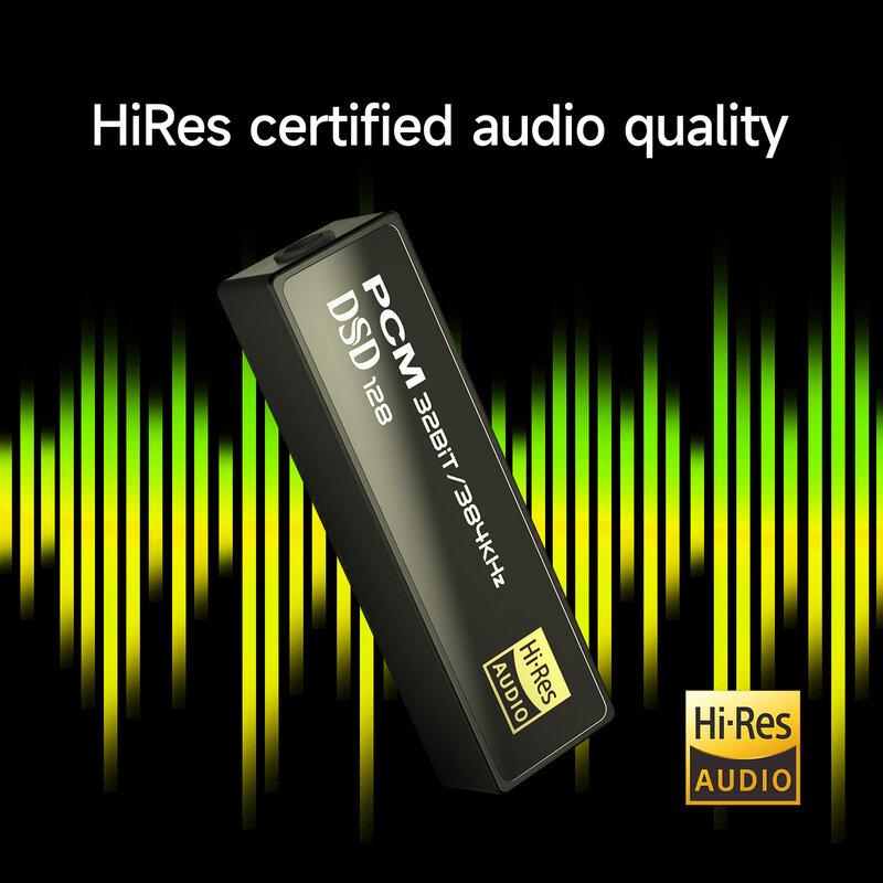 HiBy FC1 Portátil Tipo C para Saída de 3,5mm, USB, DAC, Decodificador de Áudio, Headphone AMP, DSD128 para Android, iOS, Mac, Win 10, PC, Smartphone