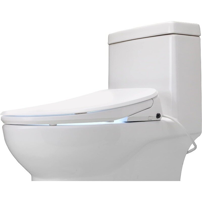 ALPHA BIDET UX Pearl Bidet Toilet Seat in Elongated White | Ultra Low Profile|Endless Warm Water|LED Nightlight|Dryer|Deodorizer