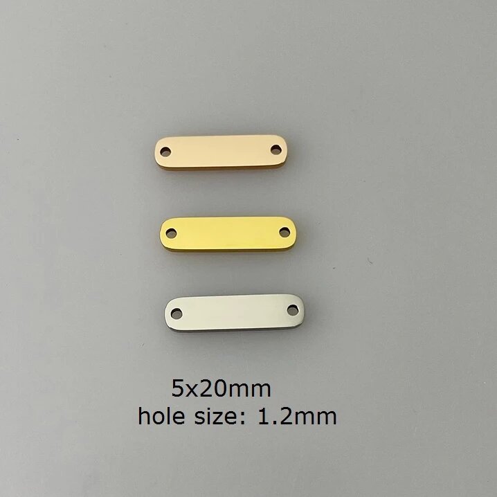 50pcs Laser Engrave Logo Design Text  Bar Pendant Stainless Steel Rectangle Connector Rectangle Pendant Jewelry Making Accessory