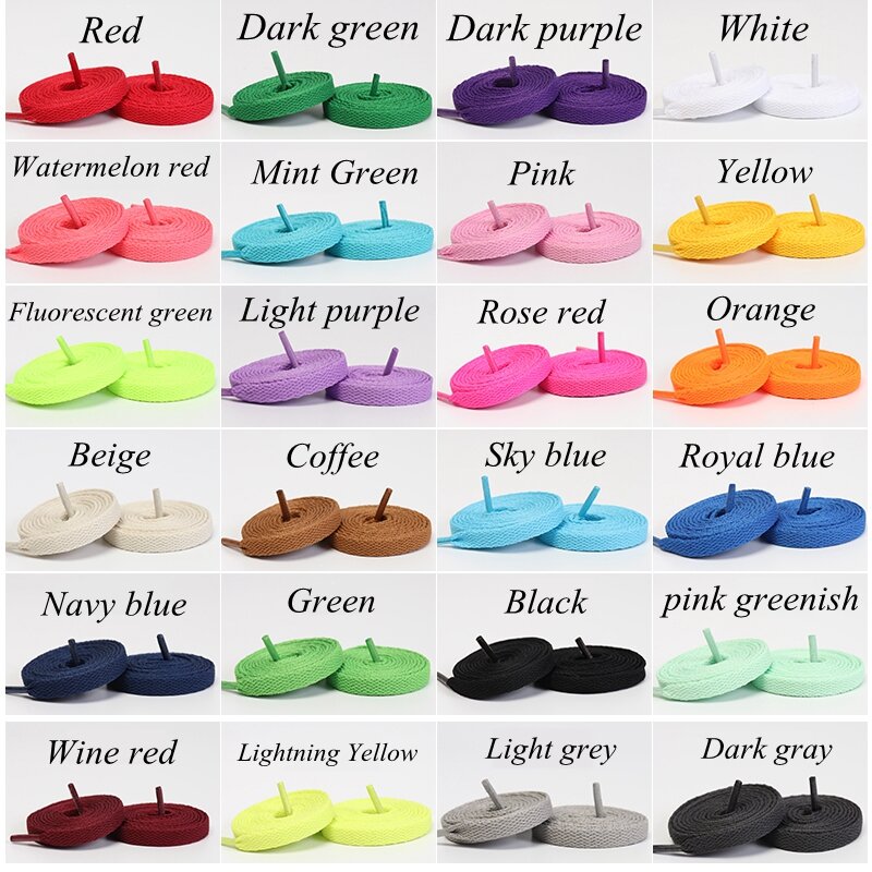Cordones planos de tejido grueso para zapatillas de deporte, accesorio de cordones de alta calidad, color blanco y negro, 1 par/AF1, 25 colores