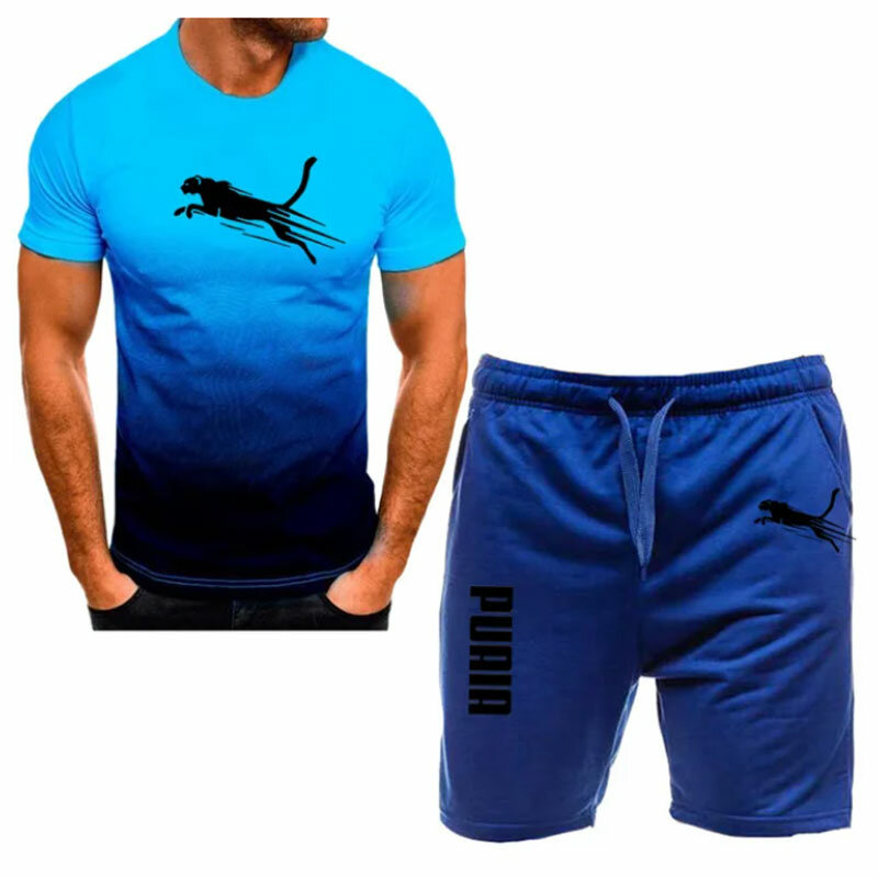 2024 nowa męska odzież sportowa dres biegowy zestaw do fitnessu luźna koszulka + zestaw szortów oddychająca odzież sportowa do biegania 2-częściowy zestaw dla mężczyzn
