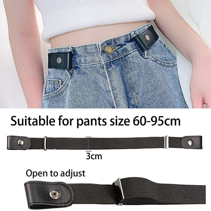 Cinturón de cintura sin hebilla para pantalones vaqueros, cinturón elástico sin hebilla para mujeres y hombres, cinturón sin complicaciones