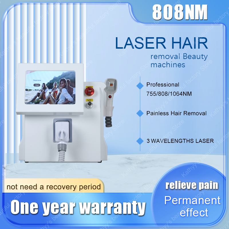 2023 Przenośna 808nm755nm1064nm Dioda trzech fal Laser Trwałe usuwanie włosów Chłodzenie Bezbolesna laserowa maszyna do usuwania włosów