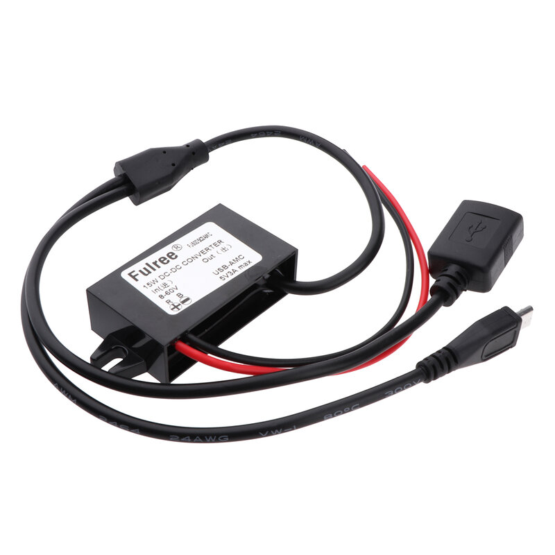 1Pack 8-60V to 5V 3A 15W Buck Voltage Converter Step-Down Volt Regulator USB & Micro USB Adapter