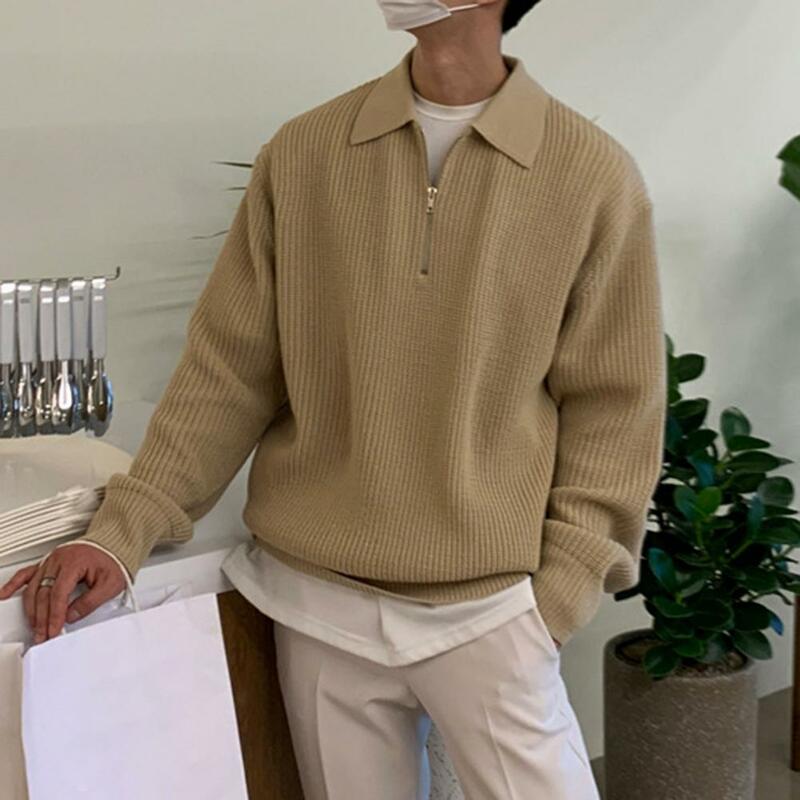 Korean Fashion Men Sweaters Chic Luxury Pullover Tops Long Sleeves Kintted Sweater Pullover Casual Streetwear Autumn Sweater