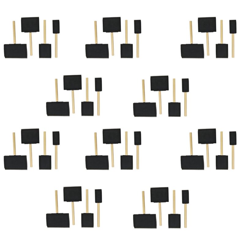 Pennello in schiuma da 40 pezzi con manico in legno, pennello in schiuma, nero per dipingere, pennello in spugna (1 pollice-4 pollici di diverse dimensioni)